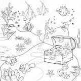 Marin Podwodny Kolorowanki Krajobraz Korallenriff Paysage Tropische Fische Ilustracja Stockowa Mariaflaya sketch template