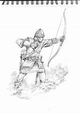 Archer Pose Pages Coloring Template Medieval sketch template