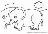 Elephant Coloring Animal Pages Kids Cartoon Colouring sketch template