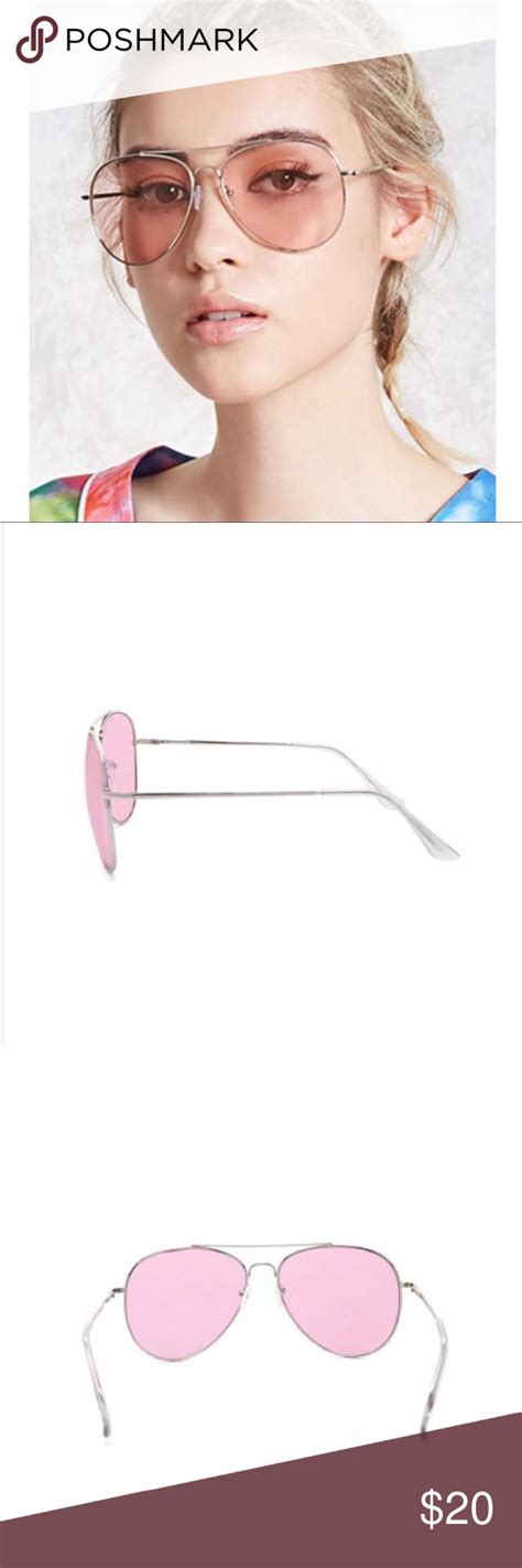 Forever 21 Pink Tinted Aviator Sunglasses Tinted Aviator Sunglasses