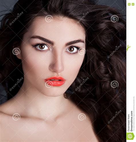 Serious Face With Brown Eyes Black Background Stock Image Image Of
