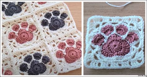 creative crochet paw print granny square designs