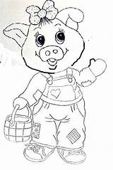 Coloring Pages Cute Animal Pigs Books Porquinha Adult Kids Sheets Color Embroidery Patterns sketch template