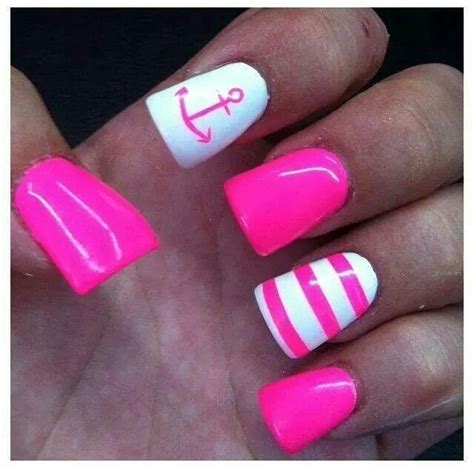 to pink but cute nautical nails pink nails nails