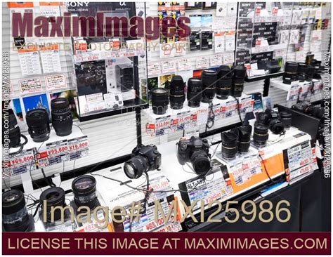 photo  sony cameras  lenses  store display stock image mxi