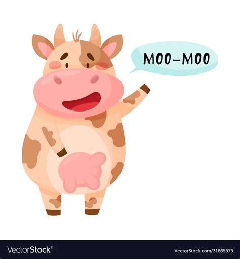 Cow With Open Mouth Making Moo Sound Isolated Vector Image
