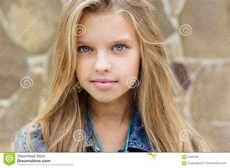 portrait of blueeyed pretty blonde girl stock image image of jeans fall 61981925