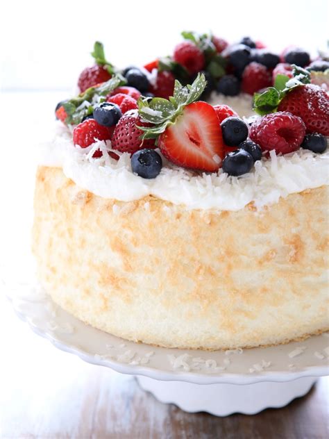 coconut angel food cake  berries completely delicious