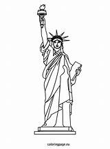 Statue Liberty Coloring Sheet Drawing Lady Printable Cartoon Kids Clipart July 4th Pages York La State Dessin Empire Building Sheets sketch template