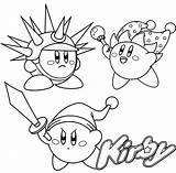 Kirby Coloring Sword Beam Pages Needle Complete Children Fun Collection sketch template