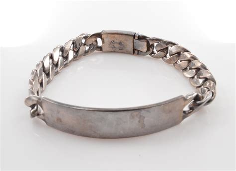 solid silver cuban link heavy mens id bracelet  sterling bracelet