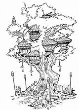 Treehouse Colouring Gardeningpin sketch template