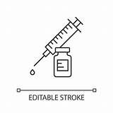 Vaccination Vial Illustrations Syringe Immunization Contour Medication Thin sketch template