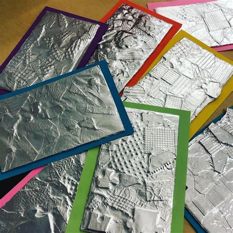 kindergarten texture collages  exciting  rub  foil
