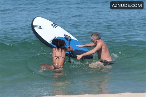 Tina Kunakey Sexy With Vincent Cassel At The Beach In