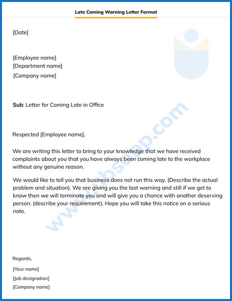 late coming warning letter