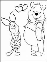 Pooh Coloring Pages Valentine Winnie Piglet Valentines Color sketch template