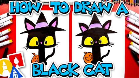 draw  black cat   witch hat youtube