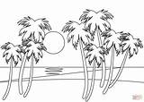 Beach Coloring Pages Tropical Printable Silhouettes sketch template