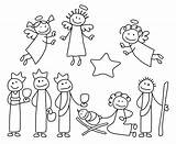 Nativity Scene Christmas Stick Clipart Figures Figure Drawing Coloring Pages Animals Crib Stickman Kids Lds Precious Moments Clip Family Simple sketch template