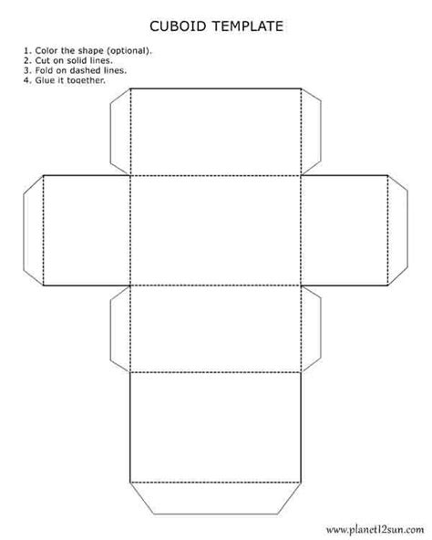 foldable  cuboid template  shapes worksheets  worksheets