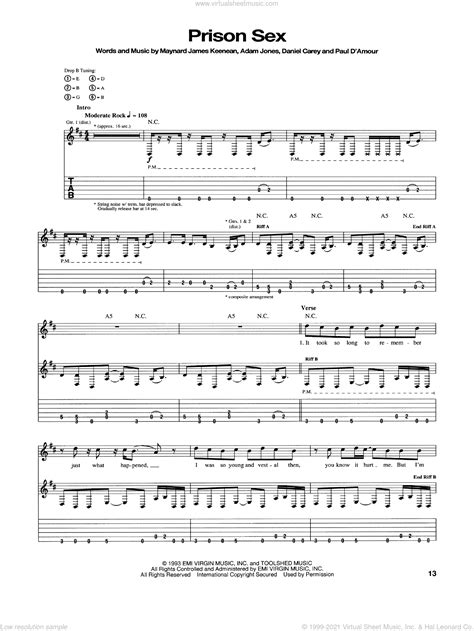 tool prison sex sheet music for guitar tablature [pdf]