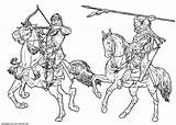 Cavalieri Caballo Jinetes Cavaleiros Colorear Soldados Soldati Guerras Ritter Guerre Cavaliers Knights Stampare Colorkid Desenho Malvorlagen Mongol sketch template