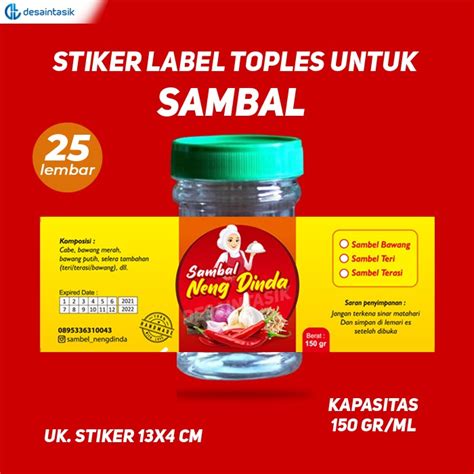 Jual Label Stiker Toples Sambal 150gr Cepat Siap Pakai Shopee Indonesia
