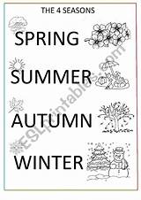 Seasons Coloring Pages Four Printable Esl Worksheet sketch template