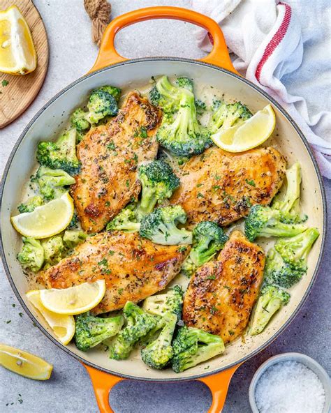 easy creamy chicken  broccoli skillet healthy fitness meals