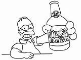 Homer Simpson Coloring Donut Pages Drinking Printable Funny Kids sketch template
