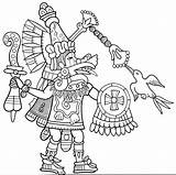 Aztec Gods Quetzalcoatl Azteca Tattoo Goddesses Mayan Calendar Aztecas Prehistory Imprimibles Guerrero Huitzilopochtli Tatuajes Ius sketch template