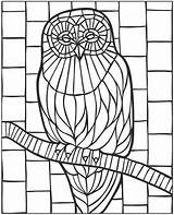 Coloring Pages Mosaic Owl Animal Glass Mystery Stained Dover Printable Patterns Publications Colouring Doverpublications Print Color Christmas Adult Book Paper sketch template