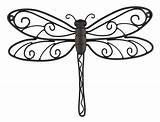 Dragonfly Drawing Cute Line Coloring Wing Pages Garden Whimsical Fly Dragon Drawings Wall Wrought Simple Outdoor Template Decoration Metal Templates sketch template