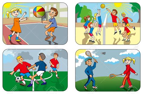 playing outdoor game cartoon clip art library