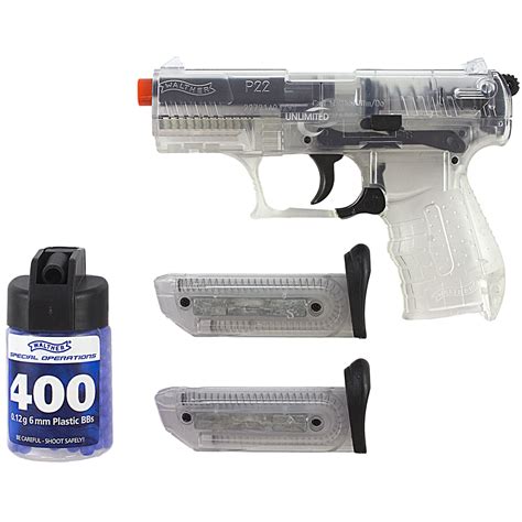 260 Fps Licensed Walther P22 Clear Spring Airsoft Pistol Hand Gun W