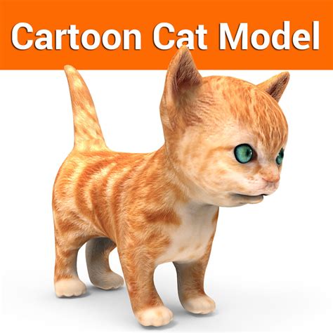 cute cat model  poly vr ar ready cgtrader