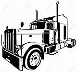 Truck Semi Vector Clipart Peterbilt Outline Drawing Kenworth Cartoon Roll Off Trailer Svg Silhouette American Dump Logo Decal Clip Illustration sketch template
