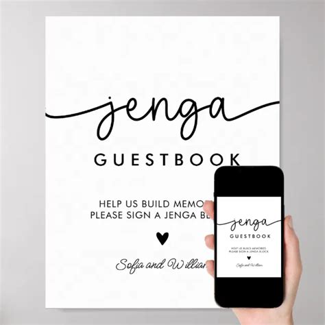 printable wedding jenga guest book sign zazzle