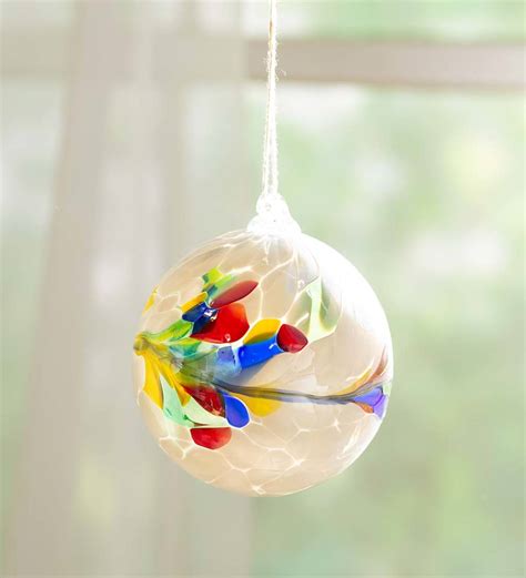 Individually Hand Blown Glass Globe Holiday Ornament Blue Wind And