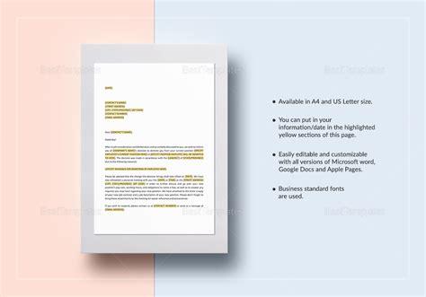 letter  demotion template  word google docs apple pages