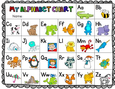 alphabet chart freebie ship shape elementary