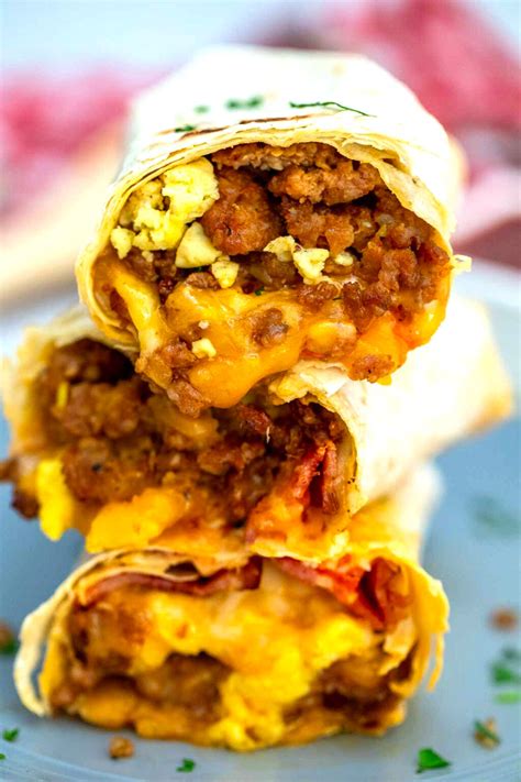 sausage egg  cheese breakfast burrito video sweet  savory meals