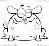 Drunk Chubby Dog Clipart Cartoon Outlined Coloring Vector Thoman Cory Royalty sketch template