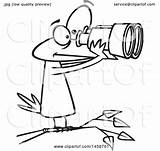 Binoculars Looking Through Bird Cartoon Clipart Birdwatching Vector Illustration Toonaday Outline Royalty Watching Getdrawings Drawing sketch template