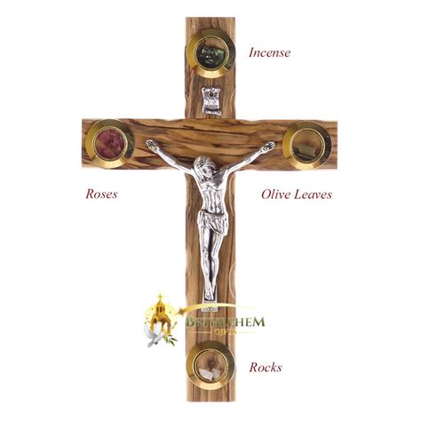 latin olive wood small crucifix  holy samples   holy land