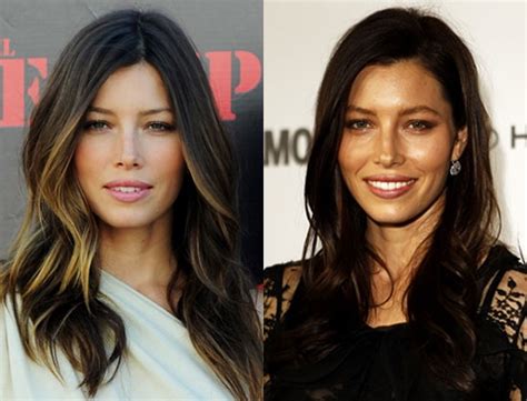picture of jessica biel with new dark brown hair popsugar beauty