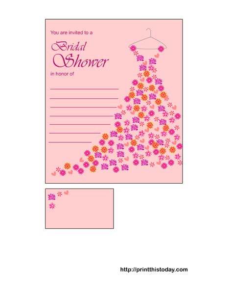 printable bridal shower invitations floral gown