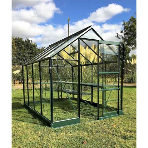 shedswarehousecom vita greenhouses ft  ft premier  threshold green metal frame greenhouse