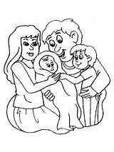 Coloring Pages Baby Dad Mom Family Kids Colouring Mother Father Birth Drawing Parent Born Papa Sketch Mama Cartoon Print Babies sketch template